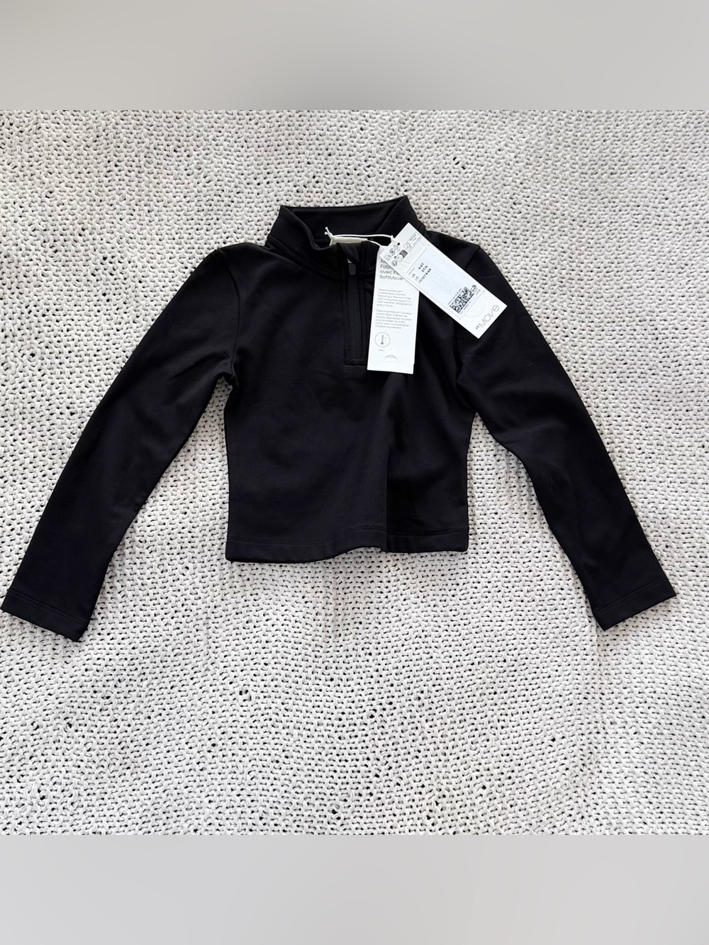 NWT H&M Move Kids Black Long-Sleeve Half-Zip SoftMoveTop